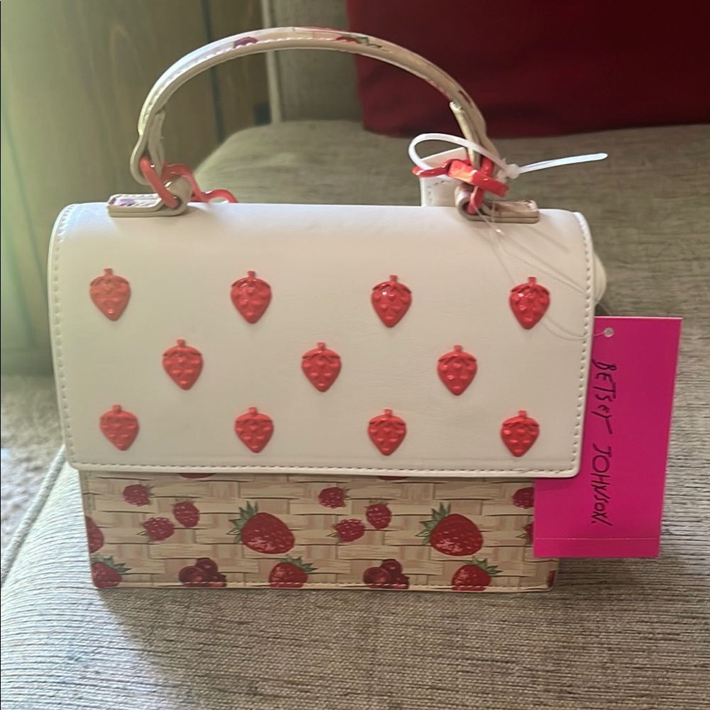 Betsey Johnson Mini White and Red Strawberry Bag